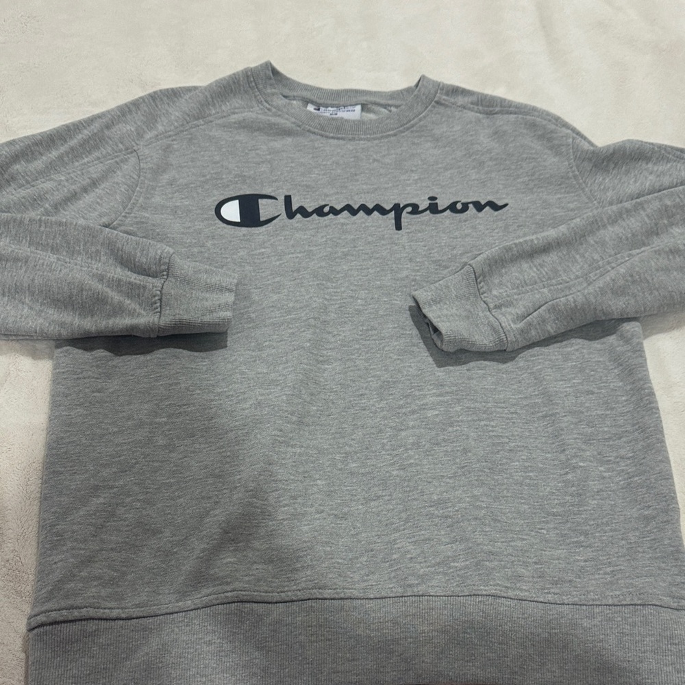 Champion Light Gray Pullover with Front Script Logo - Picture 2 of 6